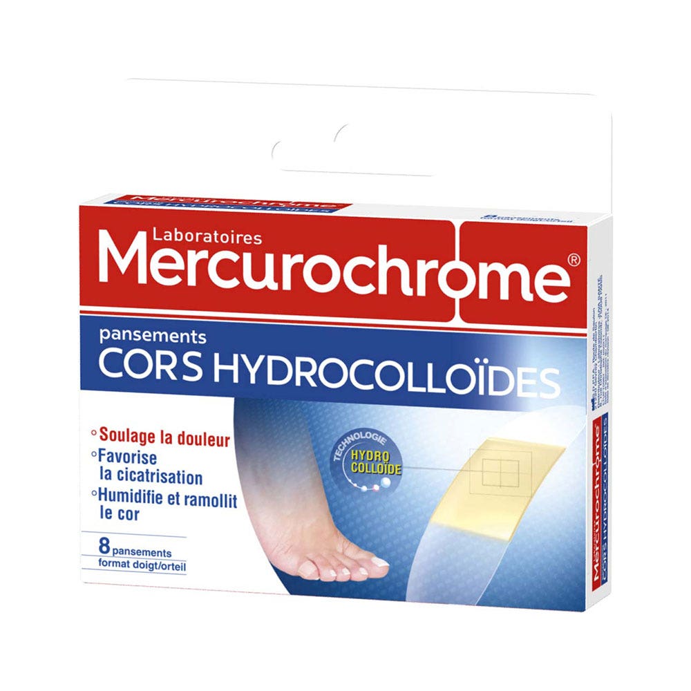 Mercurochrome Pansements Cors Hydrocolloides 8 Pansements Doigts Orteils