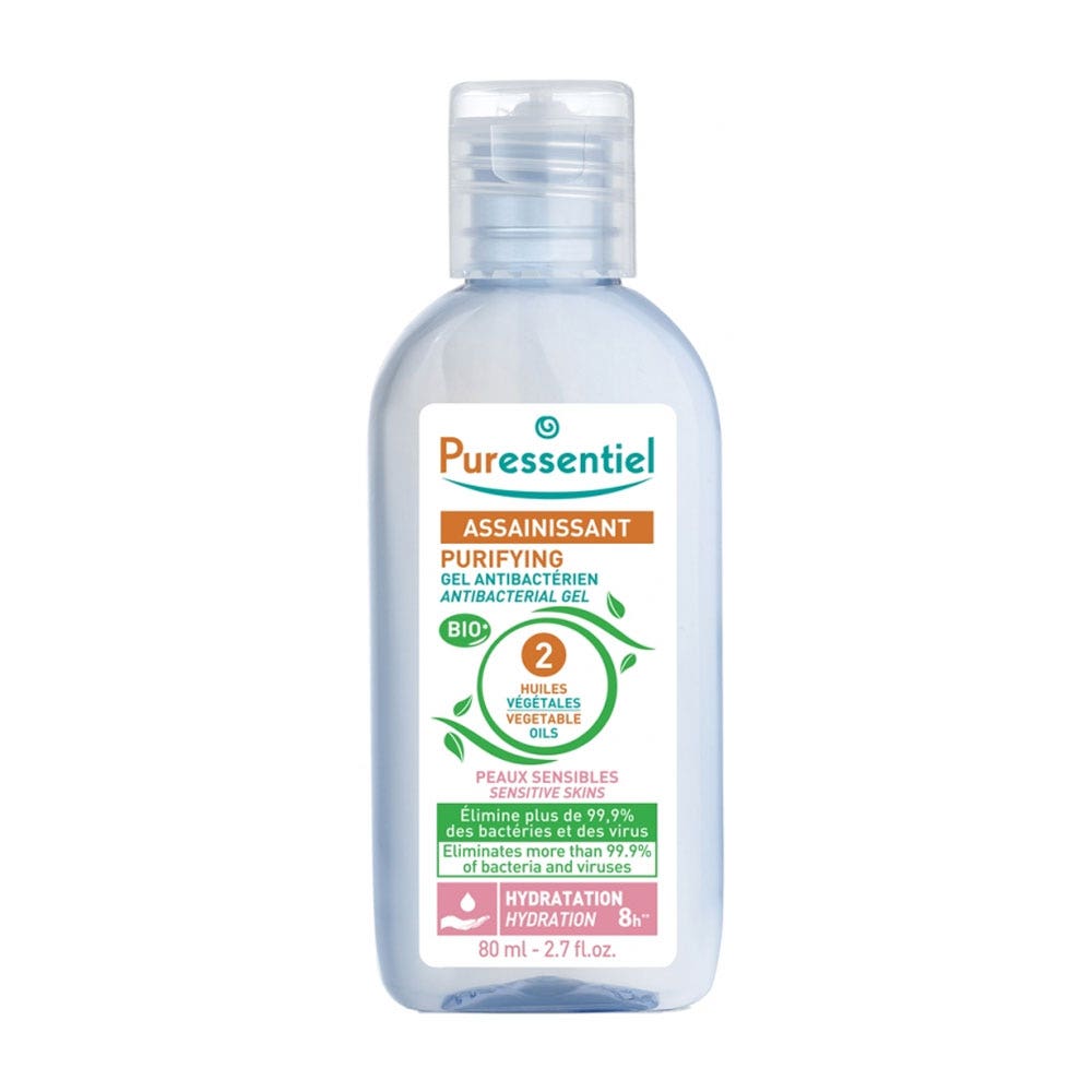 Gel Antibactérien 80ml Assainissant "Peaux Sensibles" Puressentiel