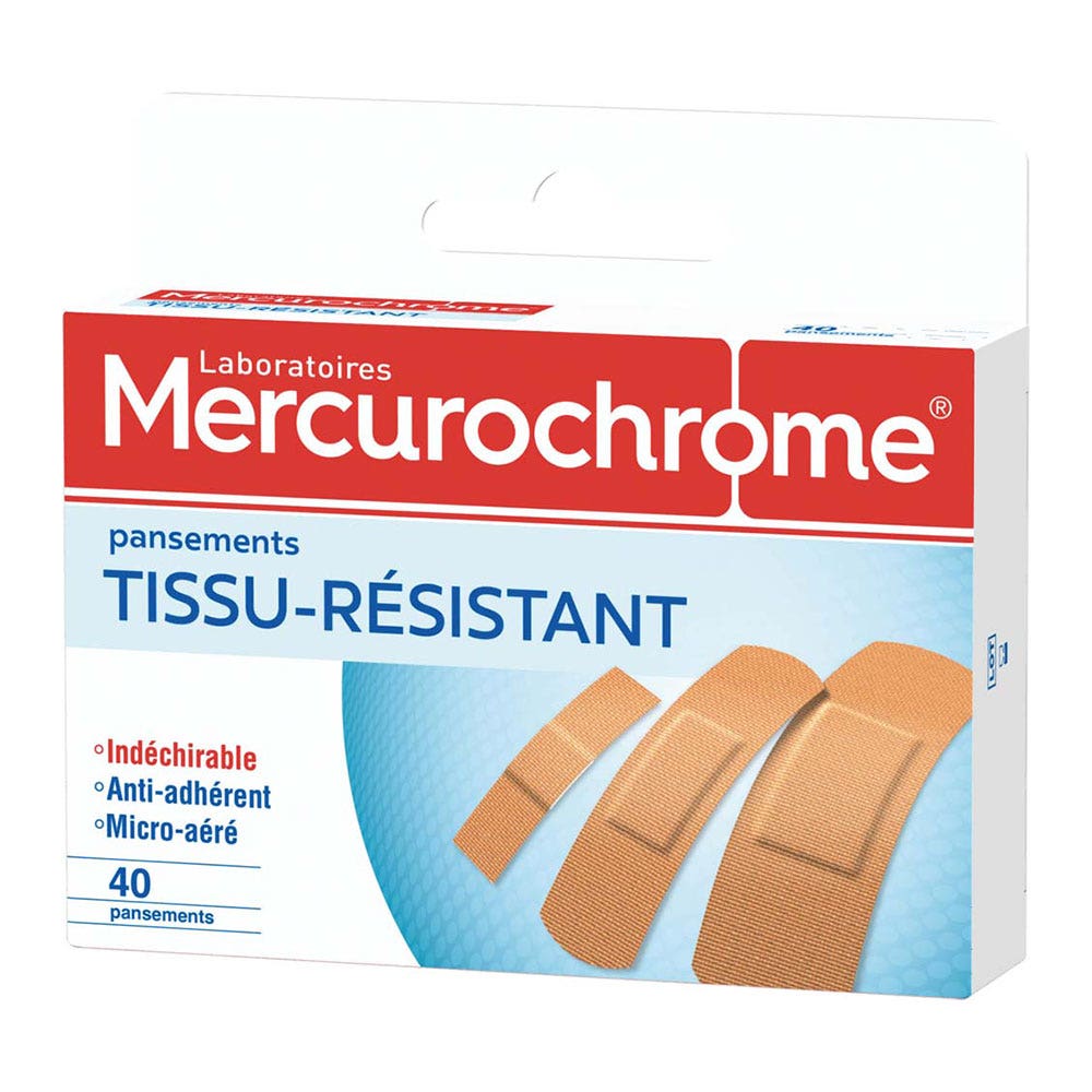 Mercurochrome Pansements Tissu Résistant 3 Formats x40
