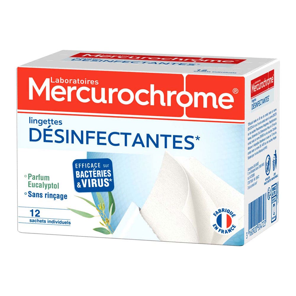 Mercurochrome Lingettes Desinfectantes Sachet Individuel X12