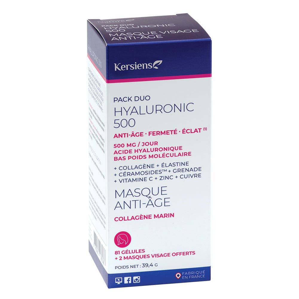 Kersiens Hyaluronic 500 81 gélules + 2 masques offerts