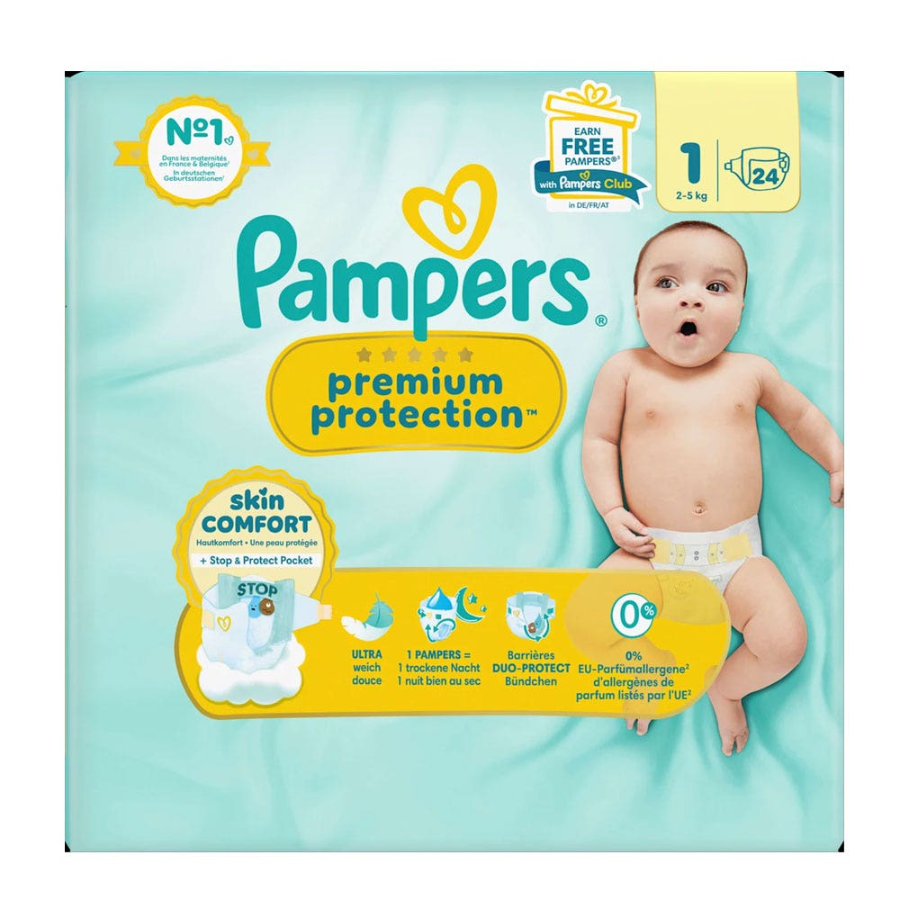 PAMPERS NEW BABY COUCHES TAILLE 1 2-5 KG X22