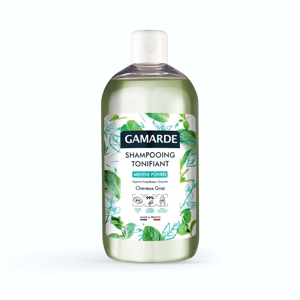 Gamarde Shampooing Tonifiant Bio Menthe Poivrée Cheveux Gras 500ml