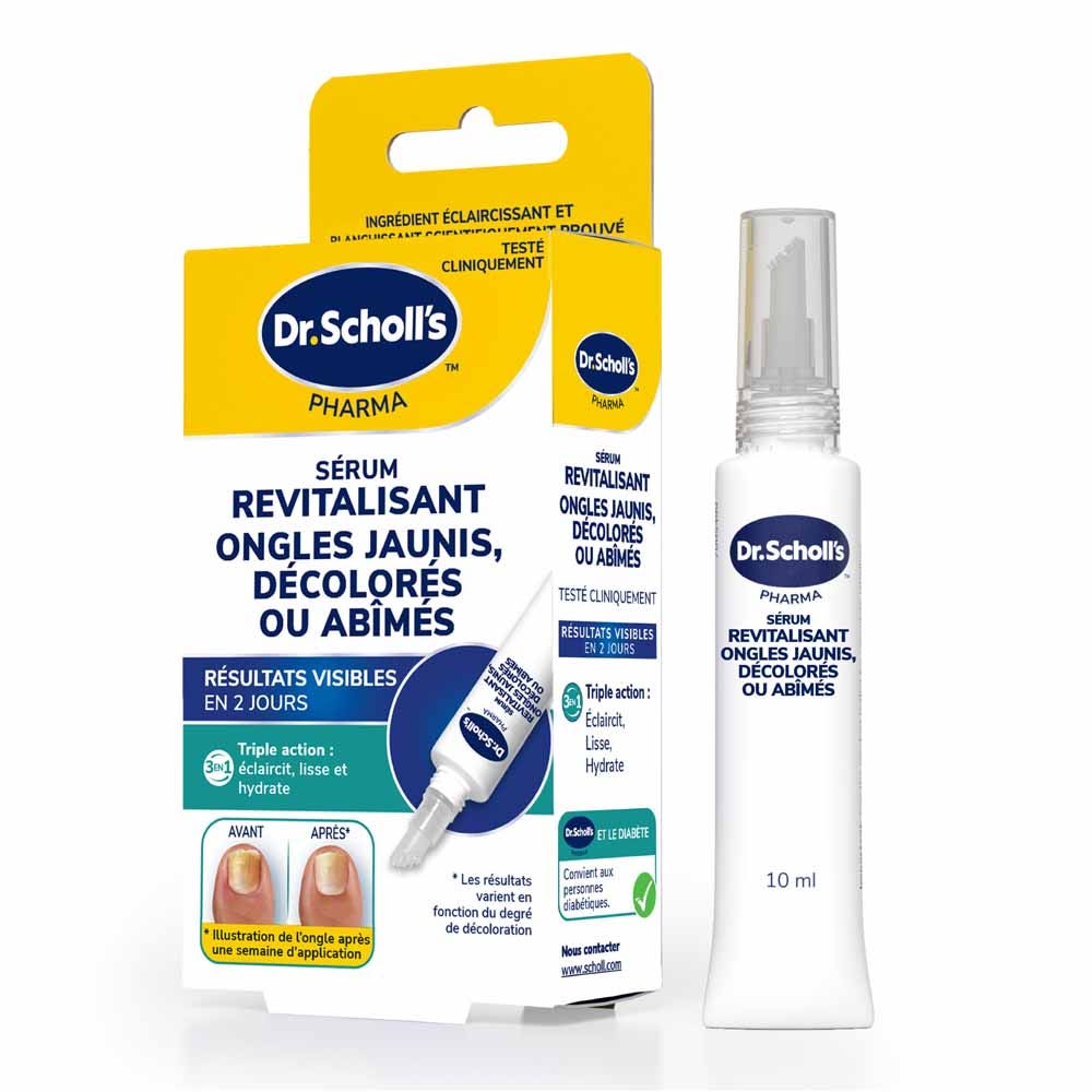 Scholl Sérum Revitalisant Ongles Jaunis Décolorés ou Abîmés Triple Action 10ml