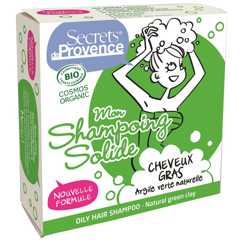 Secrets de Provence Shampoing solide Cheveux gras Argile Verte naturelle Bio 85g