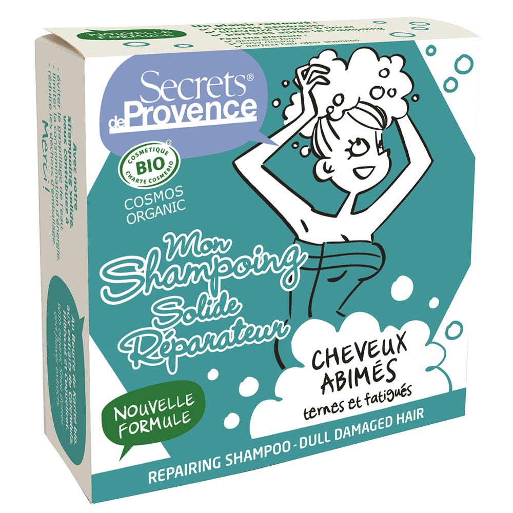 Secrets de Provence Shampoing Solide Réparateur Cheveux Abîmés Ternes et Fatigués 85g