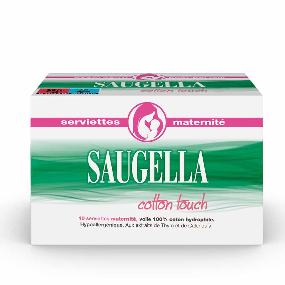 Saugella CottonTouch Serviettes Maternité Hypoallergénique x10