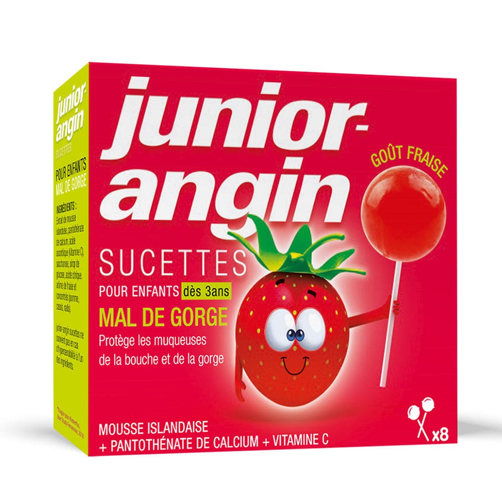 Sucettes Junior-angin 8 Sucettes GOUT FRAISE Melisana Pharma