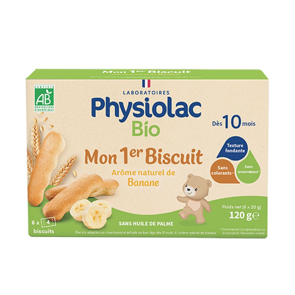 Physiolac Mon 1er biscuit Arôme Naturel de Banane Bio Dès 10 Mois 120g