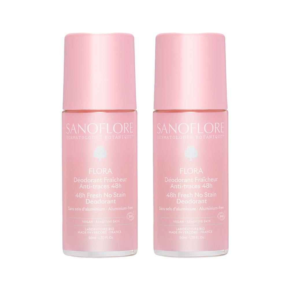 Sanoflore Deodorants Flora Fraîcheur & Anti-Traces 48h 2x50ml