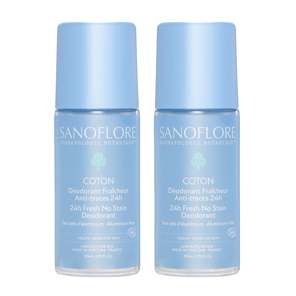 Sanoflore Deodorants Coton Fraîcheur & Anti-Traces 24h 2x50ml