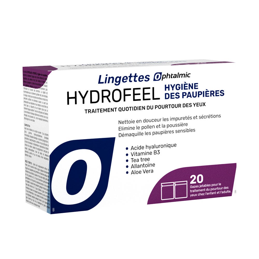 Ophtalmic Hydrofeel Lingettes pour l'Hygiène des Paupières x20