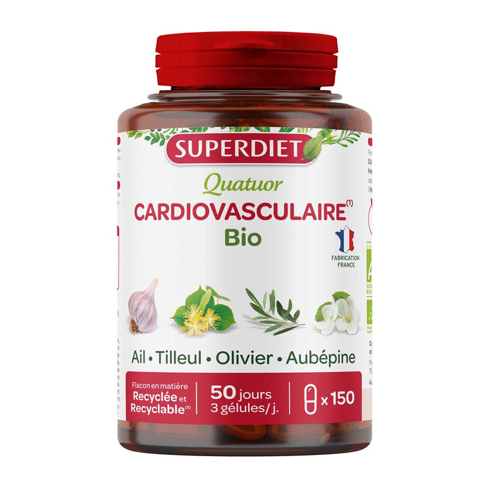 Superdiet Quatuor Cardiovasculaire Ail Bio 150 Gélules