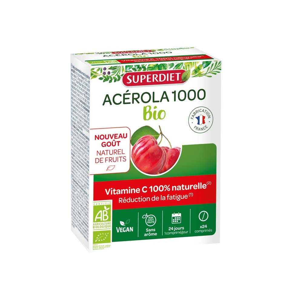 Superdiet Acerola 1000 Bio 24 comprimés à croquer