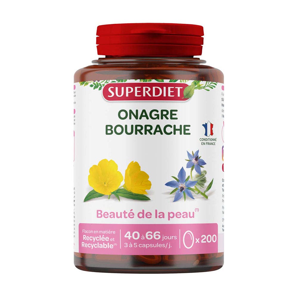 Superdiet Huile De Bourrache Et Onagre 200 Capsules