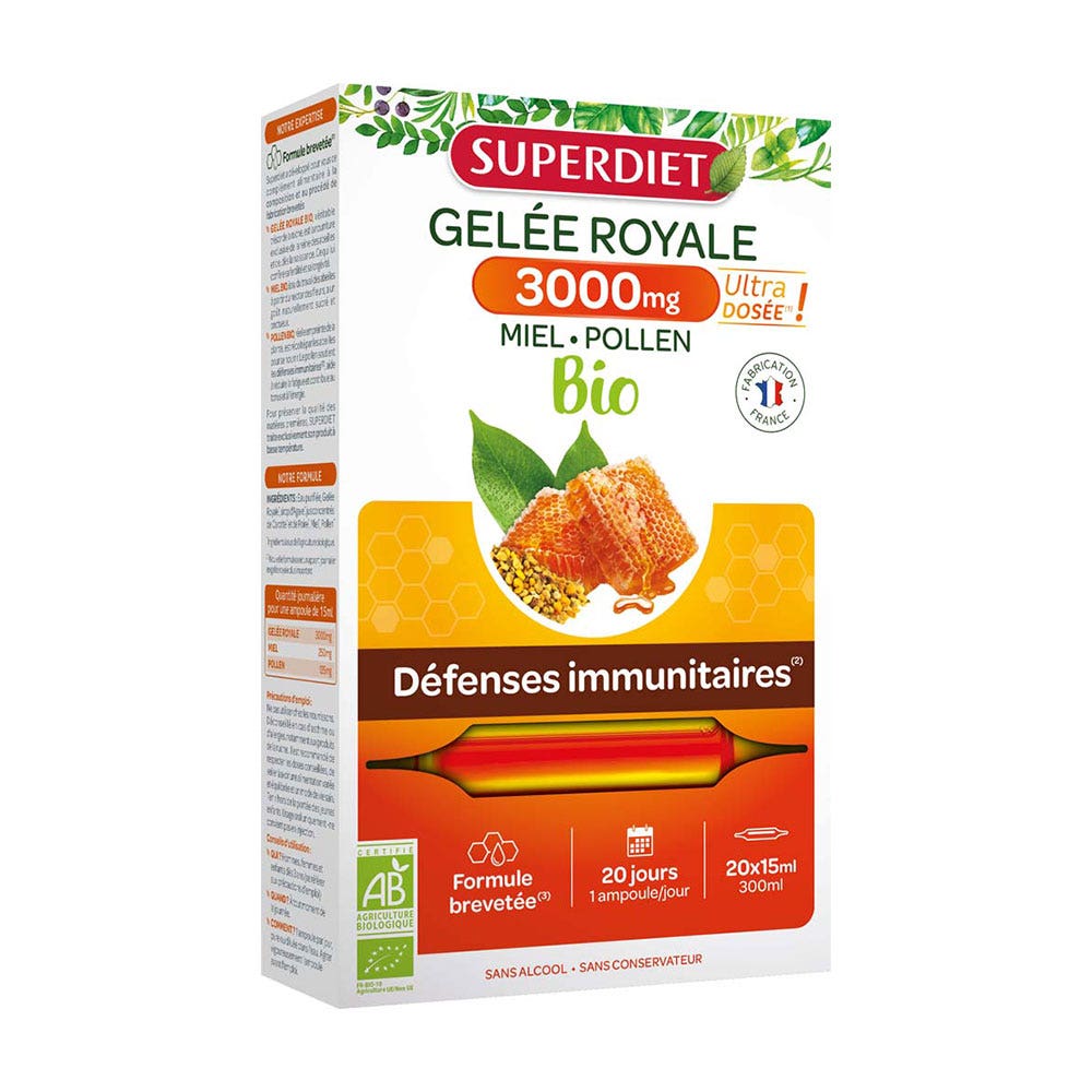 Superdiet Gelée Royale 3000mg Bio 20 ampoules