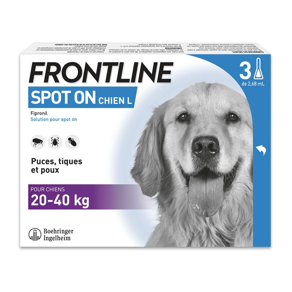 Frontline Spot-on Chien L de 20-40kg 3 Pipettes de 2,68ml