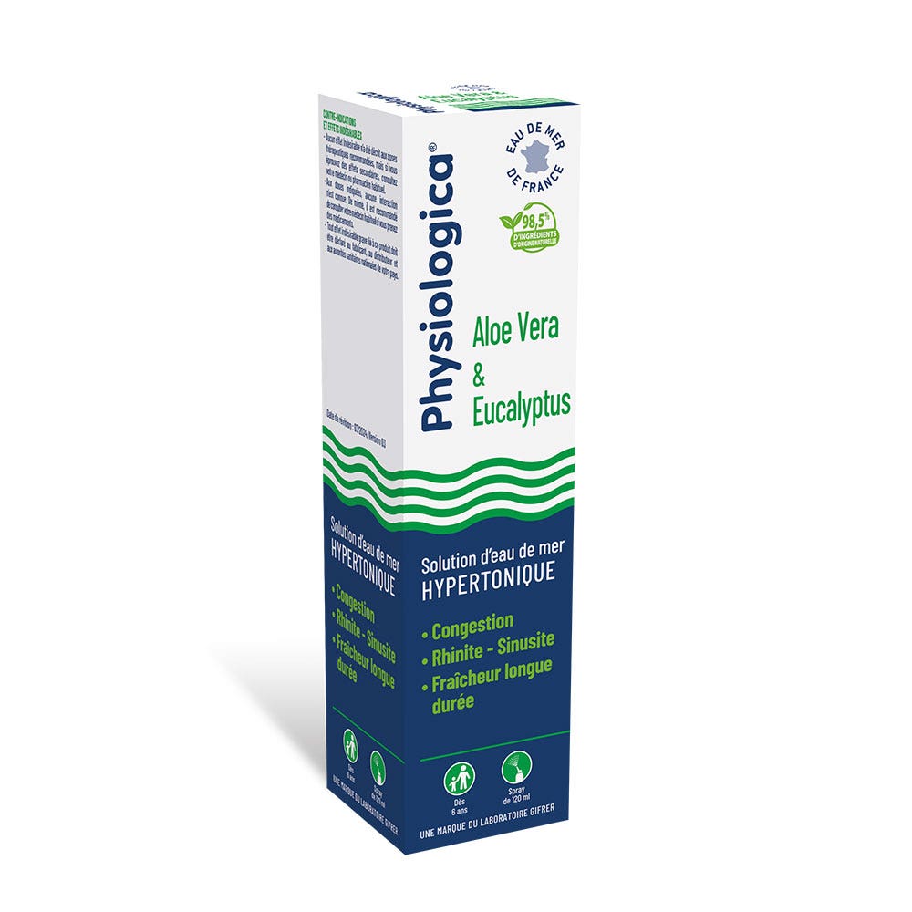 Gifrer Physiologica Solution d'eau de mer isotonique Aloe Vera & Eucalyptus 120ml
