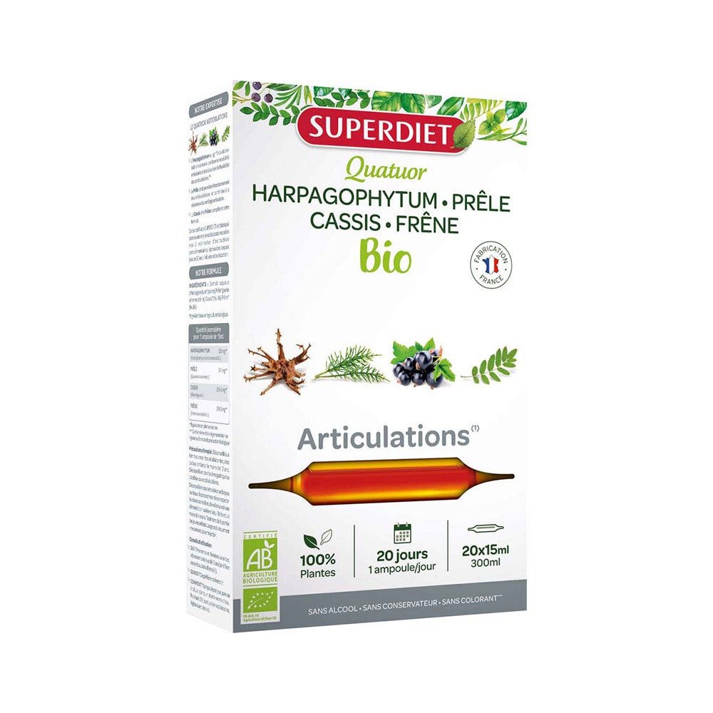 Superdiet Quatuor Articulations Bio 20 Ampoules