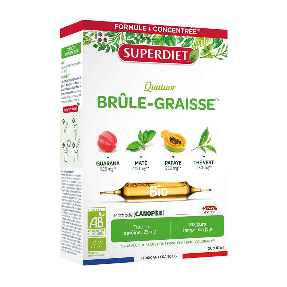 Superdiet Quatuor Brule Graisse Bio 20 Ampoules