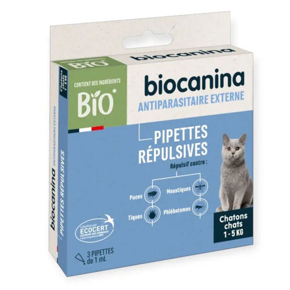 Biocanina Pipette répulsives chats 3 pipettes