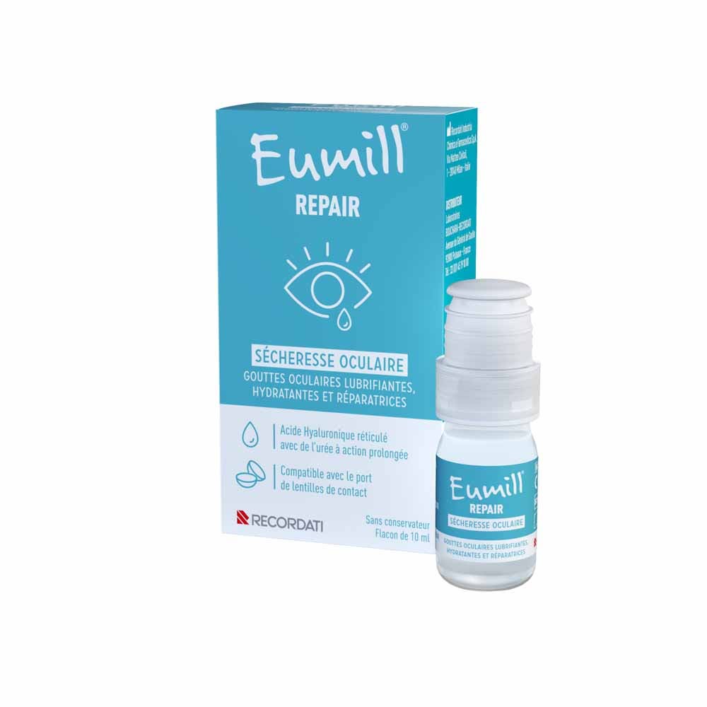 Eumill Gouttes oculaires lubrifiantes et hydratantes et réparatrices Sécheresse