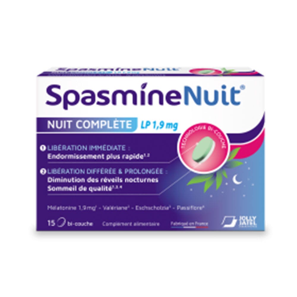 Jolly Jatel Laboratoires SpasmineNuit Nuit Complète LP 1.9mg 15 comprimés bi-couche