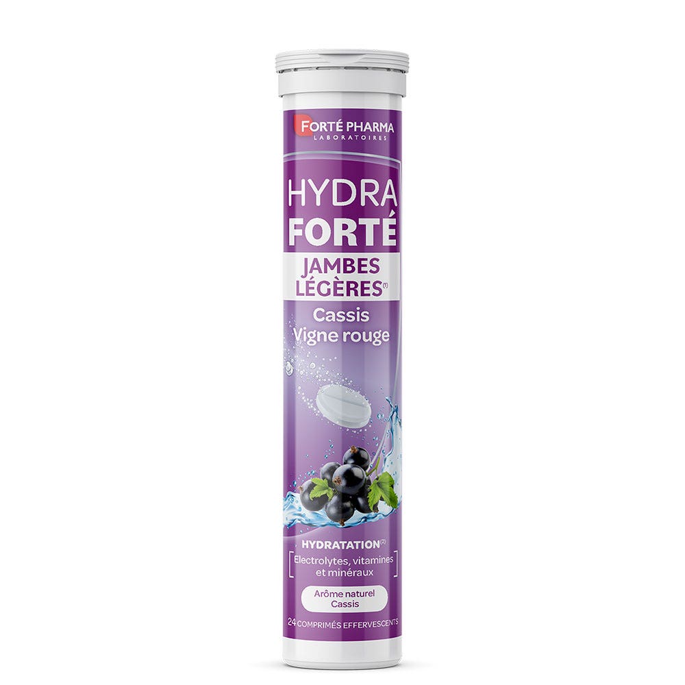 Forté Pharma Hydra Forté Jambes Légères Cassis Vigne Rouge 24 comprimés effervescents