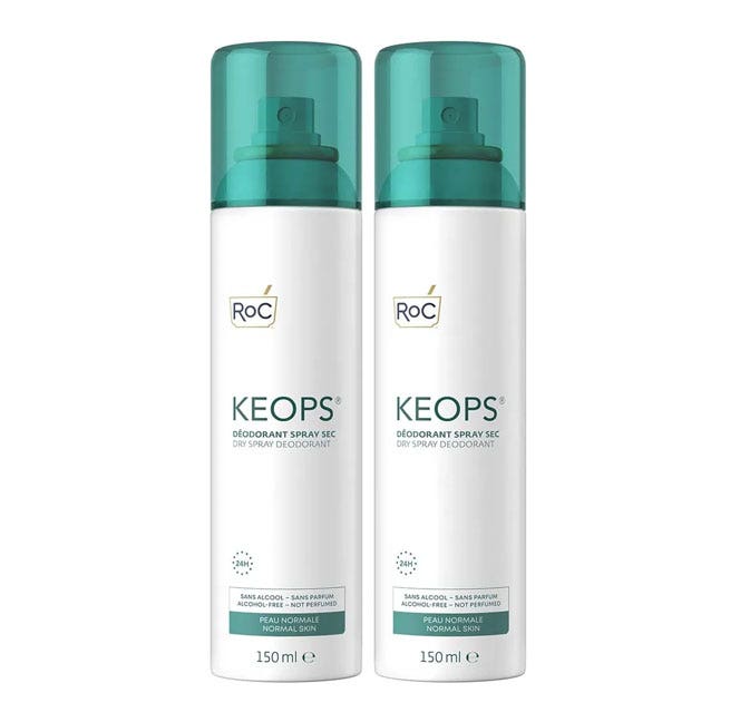 Roc Keops Déodorant Spray Sec 24h 2x150ml