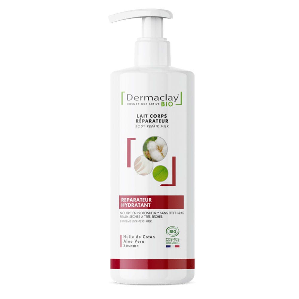 Dermaclay Lait Corps Reparateur Hydratant Bio Peaux Tres Seches 400ml