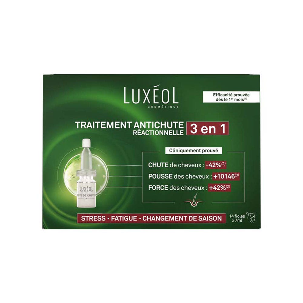 Luxeol Traitement Antichute Réactionnelle 3 En 1 14 Fioles De 7ml