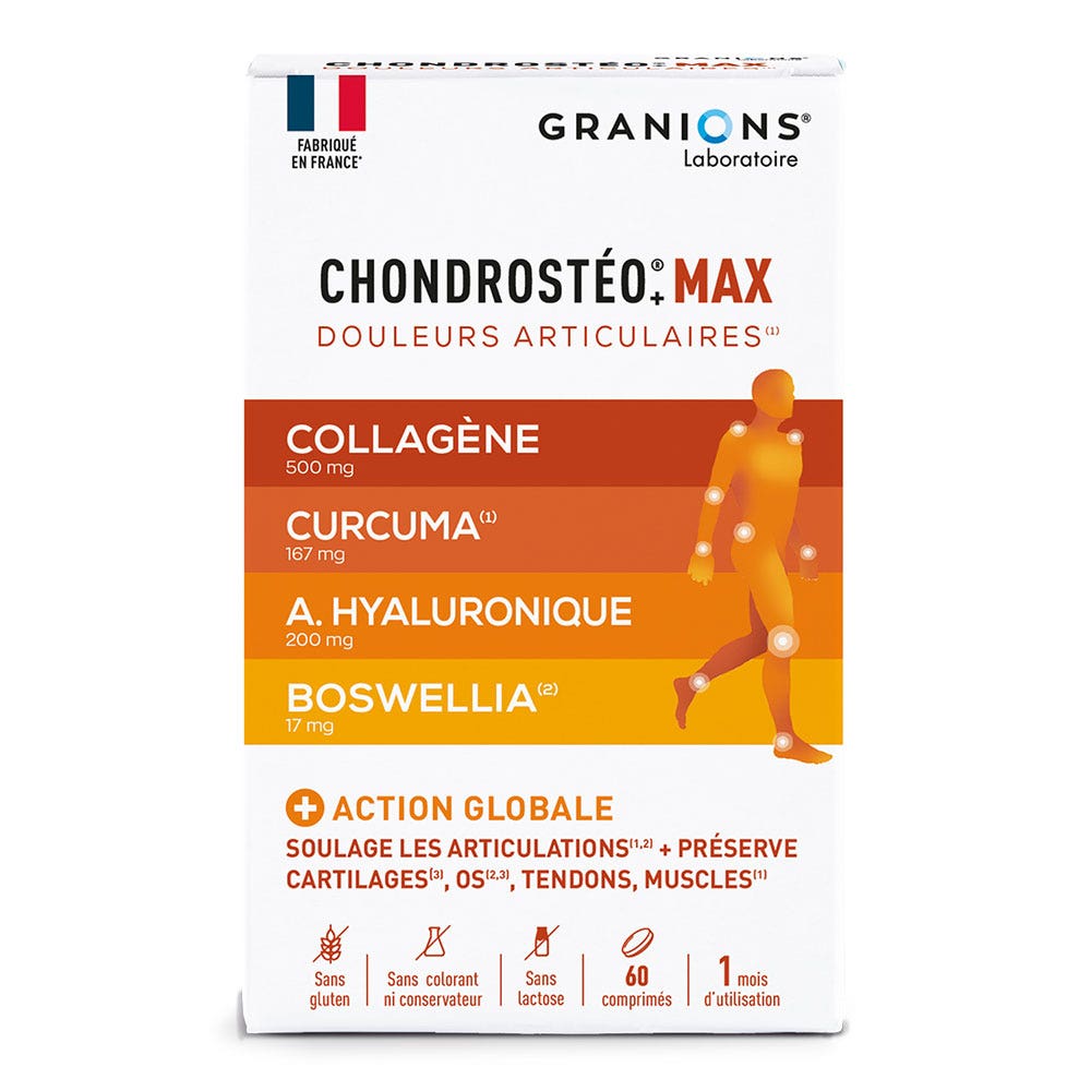 Granions Chondrostéo Max Collagène Curcuma & Acide hyaluronique 60 comprimés