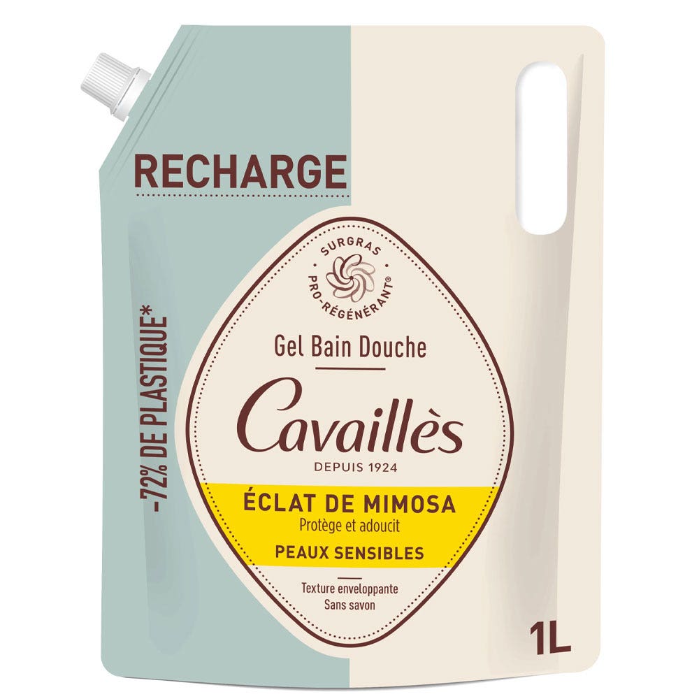 Cavaillès Surgras Pro-Régénérant Eco-Recharge Gel Bain Douche Eclat de Mimosa 1L