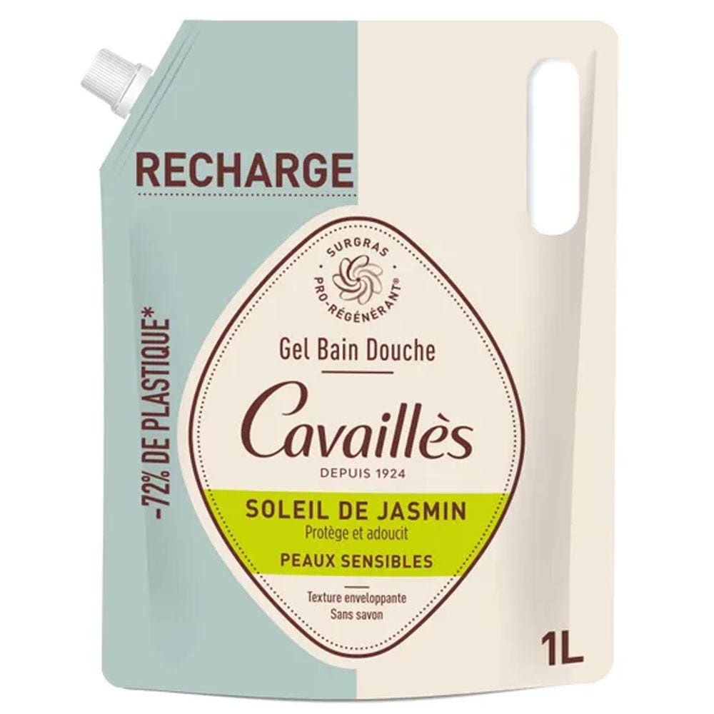 Cavaillès Surgras Pro-Régénérant Eco-Recharge Gel Bain Douche Soleil de Jasmin 1L