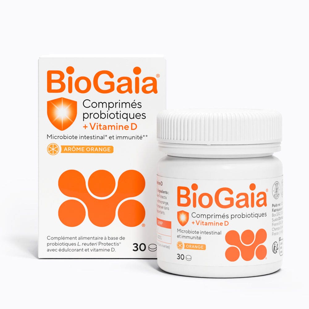 Biogaia Probiotiques + Vitamine D Arôme Orange 30 comprimés à croquer