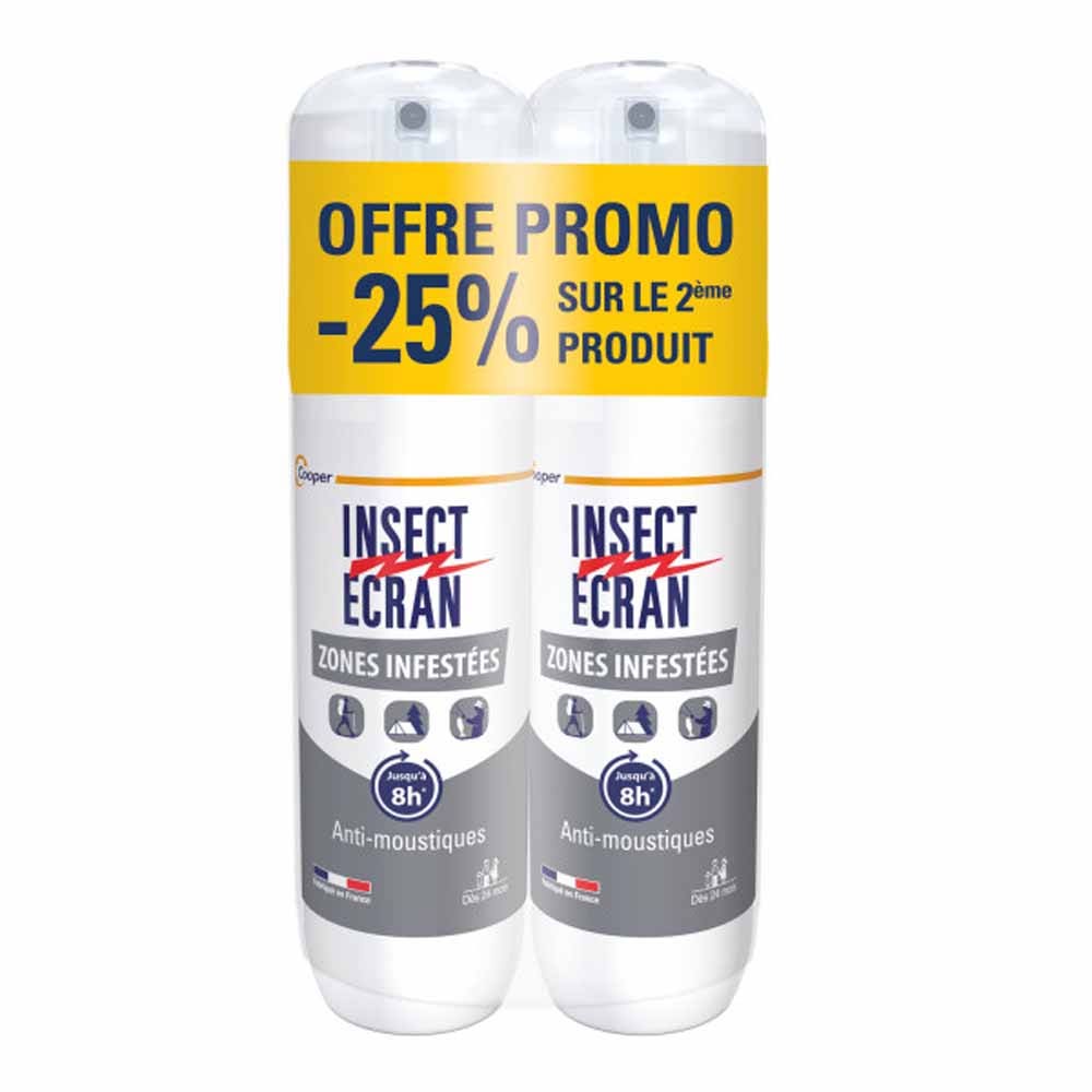 Insect Ecran Peau Anti-Moustiques Zones Infestées Dès 24 Mois Jusqu'à 8h 2x100ml