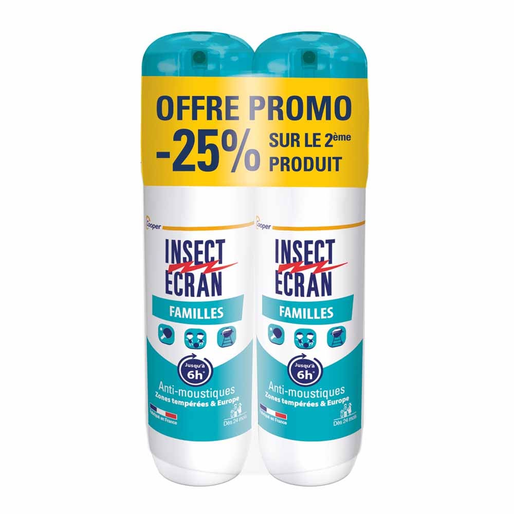 Insect Ecran Peau Anti-moustiques Familles Zone Temperées Jusqu'à 6h 2x100ml