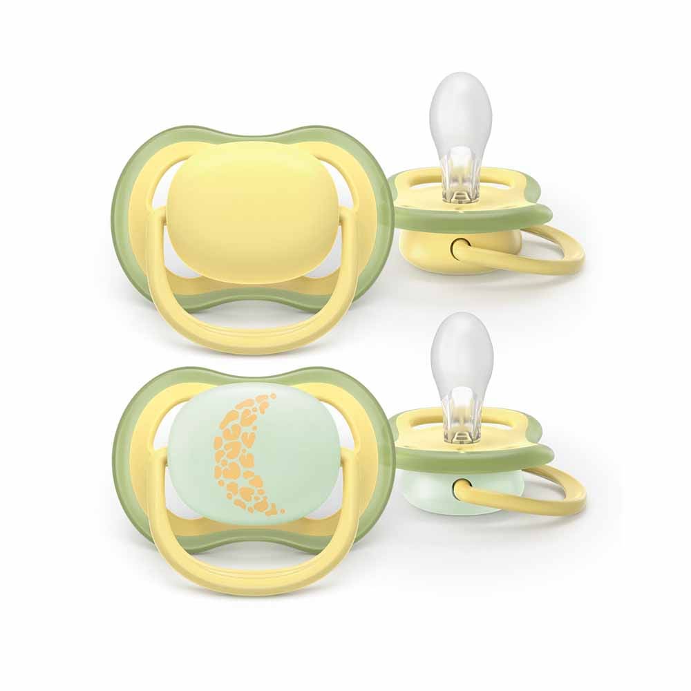 Avent Ultra-Air Sucettes symétriques silicone Day & Night 18 mois et plus x2