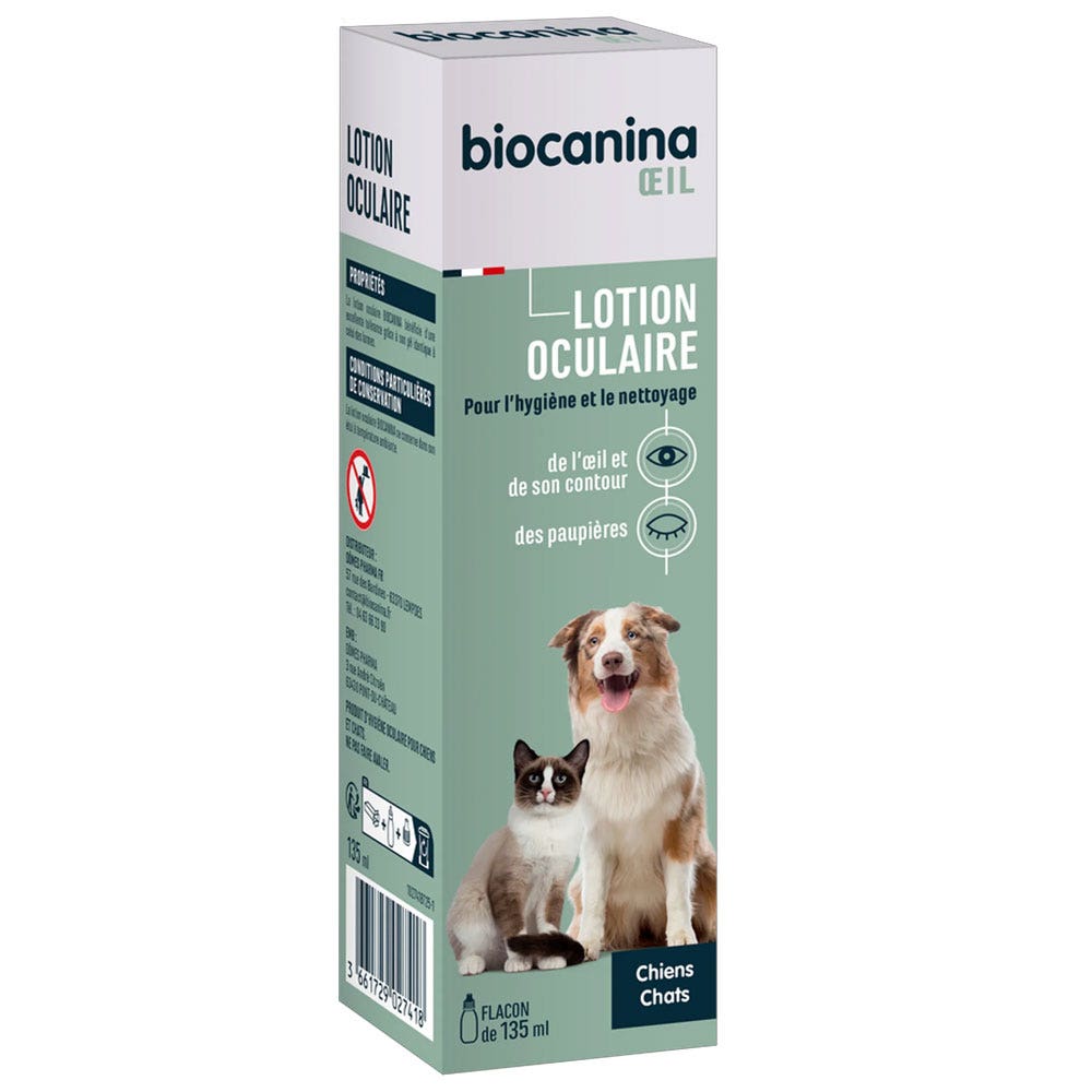 Biocanina Lotion Oculaire Hygiène et Nettoyage Chiens et Chats 135ml
