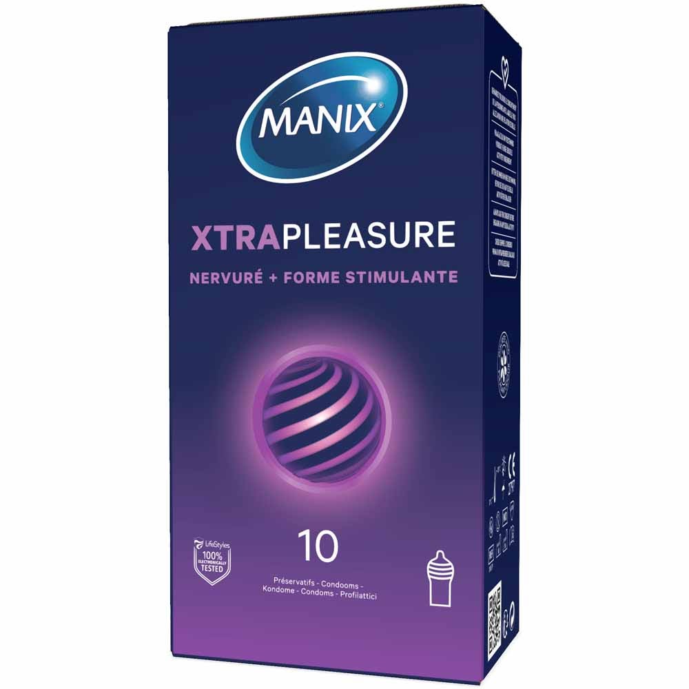 Manix Préservatifs Double Extase Nervuré et Forme Stimulante 10 unités