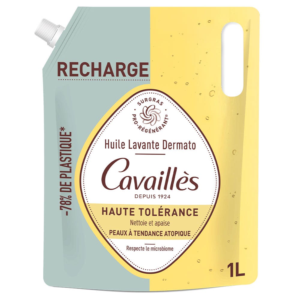 Cavaillès Surgras Pro-Régénérant Eco-Recharge Huile Lavante Dermato Peaux à Tendance Atopique 1L