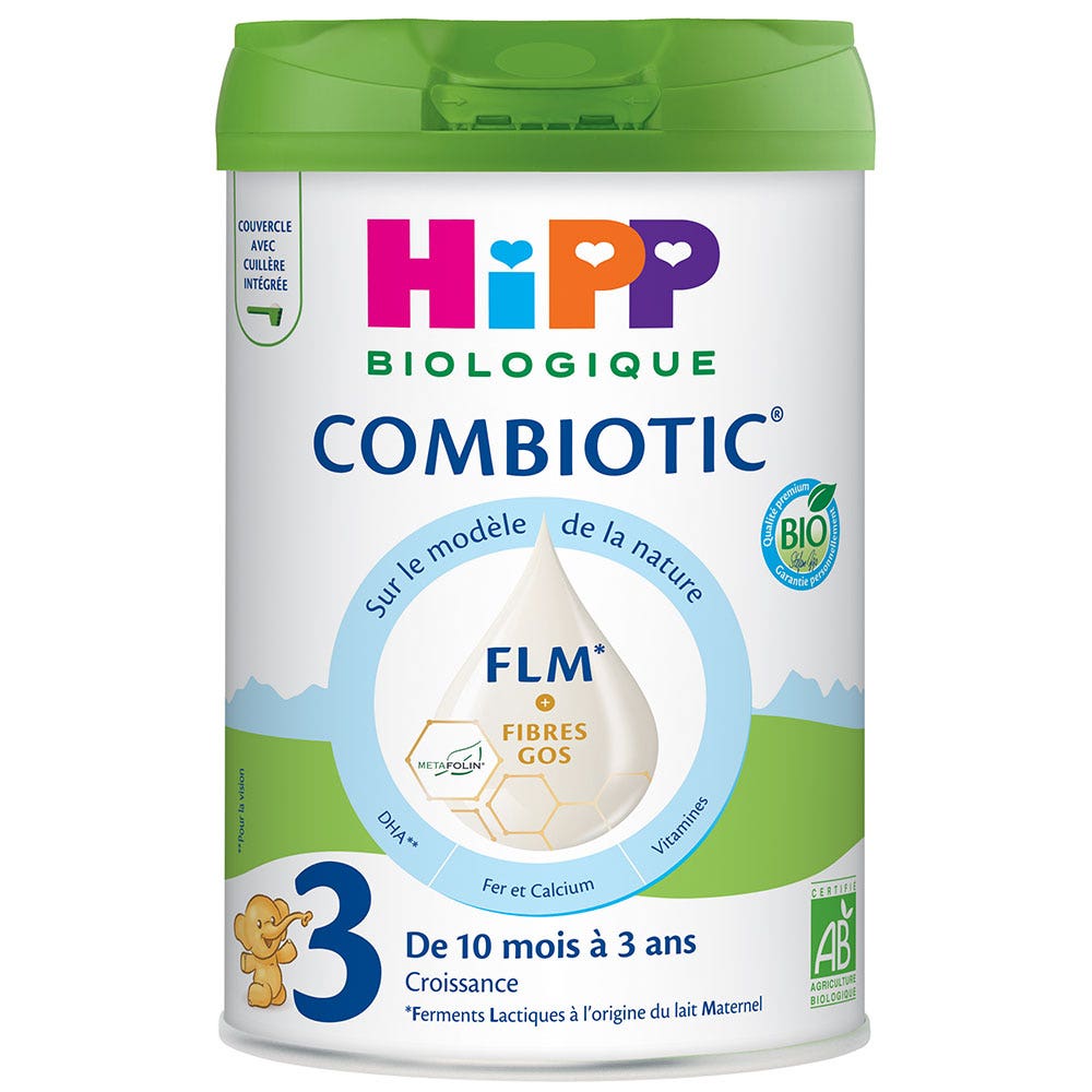 Hipp Lait en Poudre Combiotic FLM 3 de 10 mois à 3 ans Bio 800g