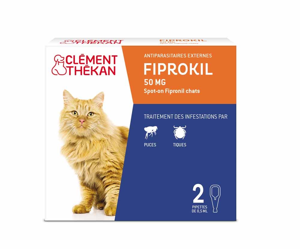 Clement-Thekan Fiprokil Anti-Puces Anti-Tiques Chat 2 Pipettes