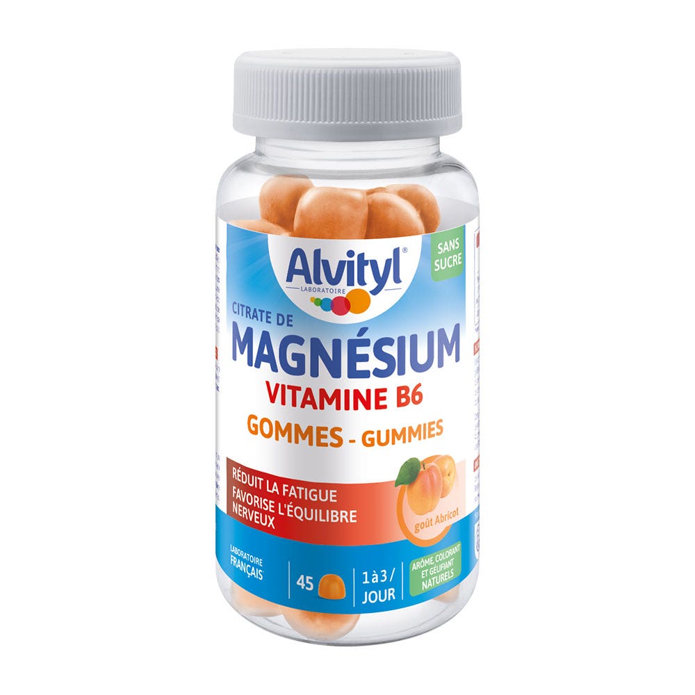 Alvityl Magnésium Vitamine B6 Goût abricot x45 gommes