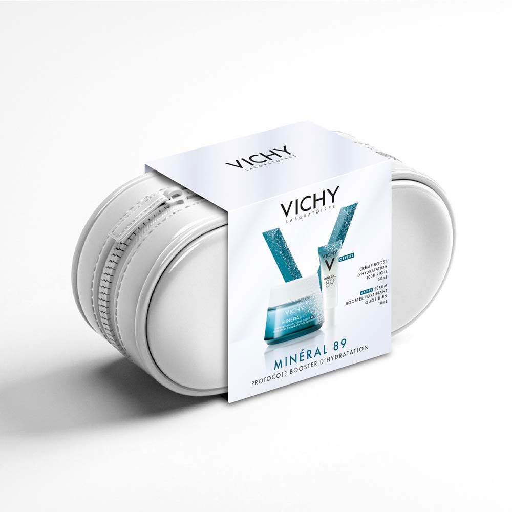 Vichy Mineral 89 Trousse Booster d'hydratation Crème Riche + Mini Booster Offert