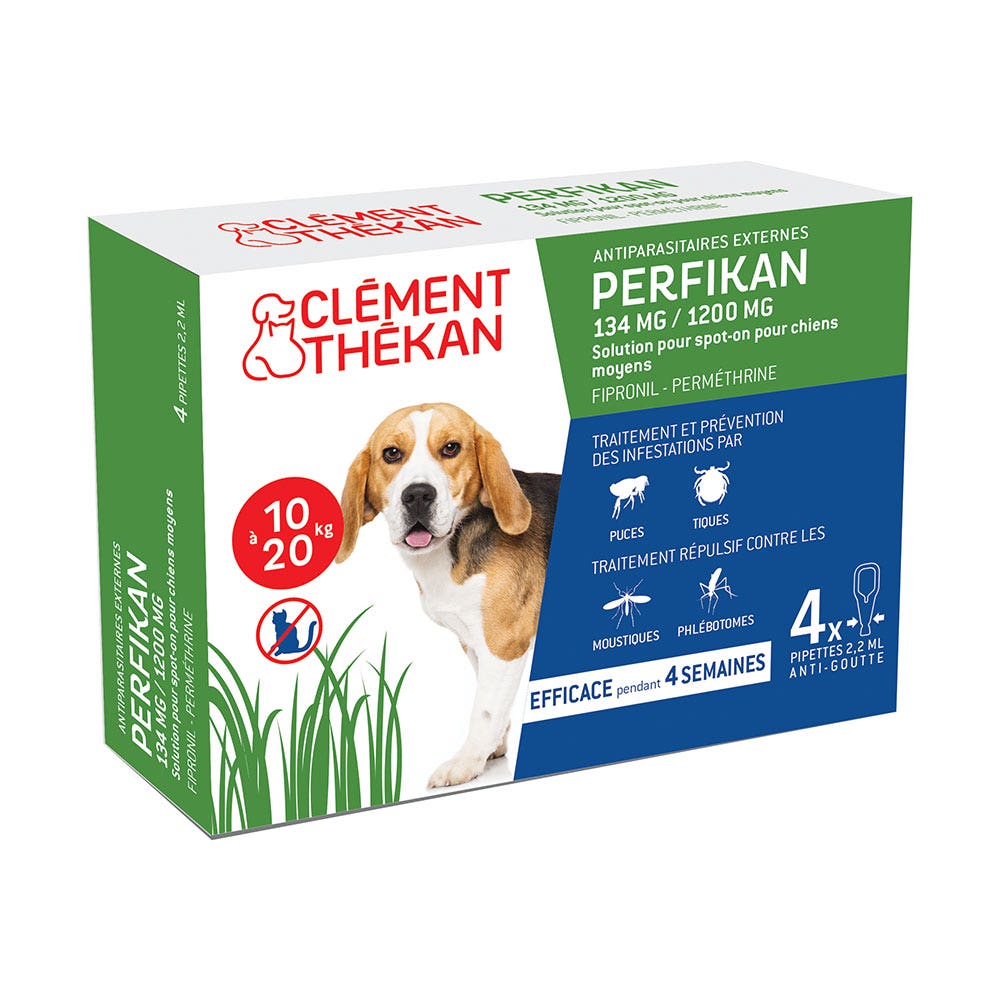Clement-Thekan Anti-Puces Anti-Tiques Chien 10-20kg 4 Pipettes