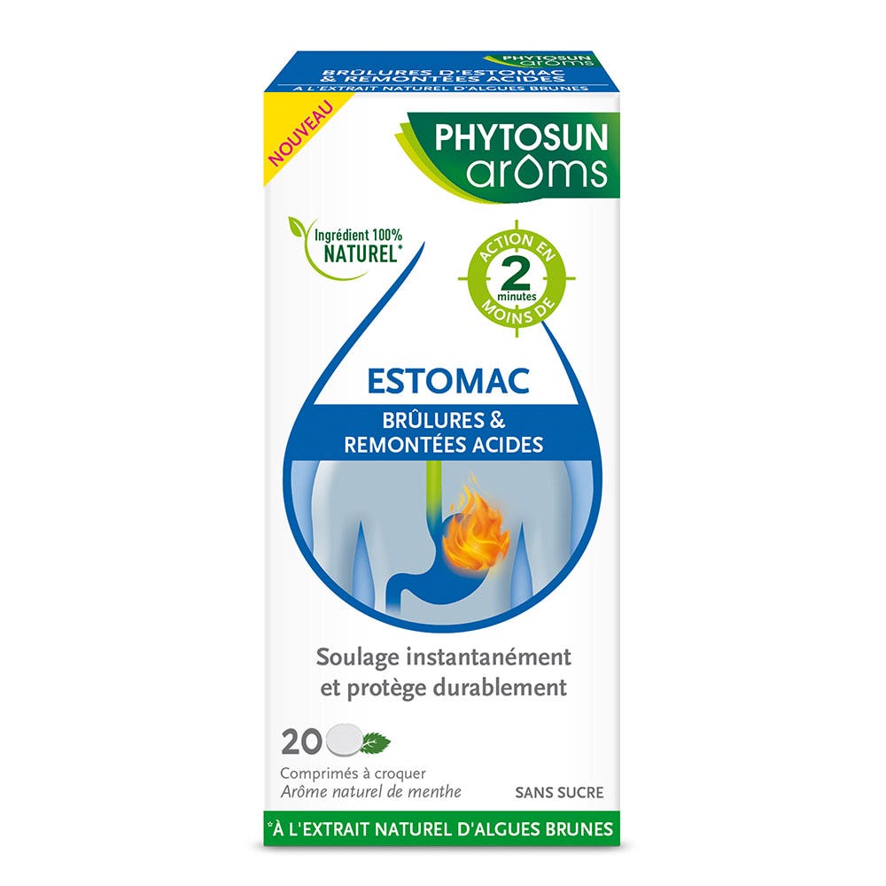 Phytosun Aroms Brûlures d'estomac et Remontée Acides 20 comprimés