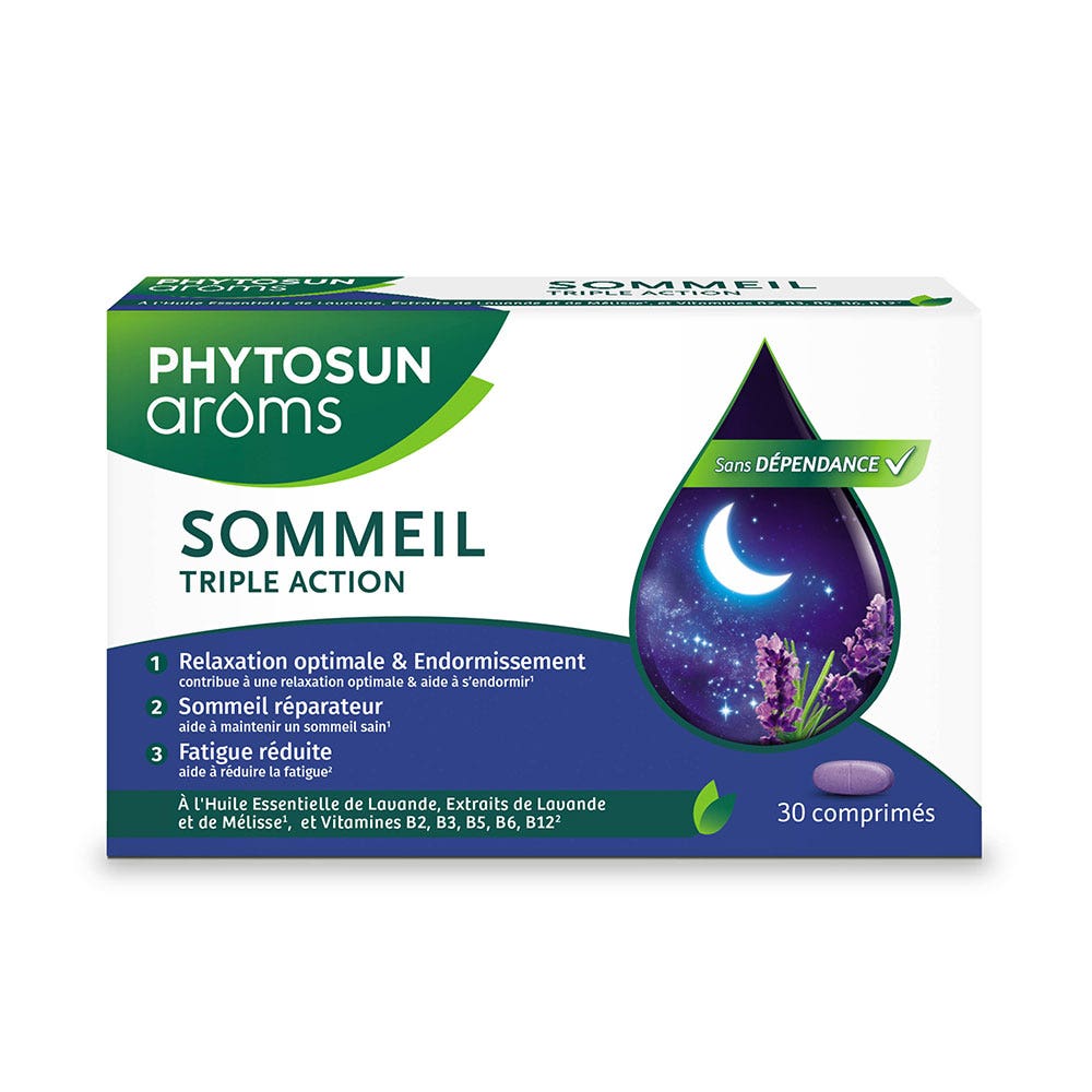Phytosun Aroms Sommeil Triple Action aux Huiles Essentielles 30 comprimés