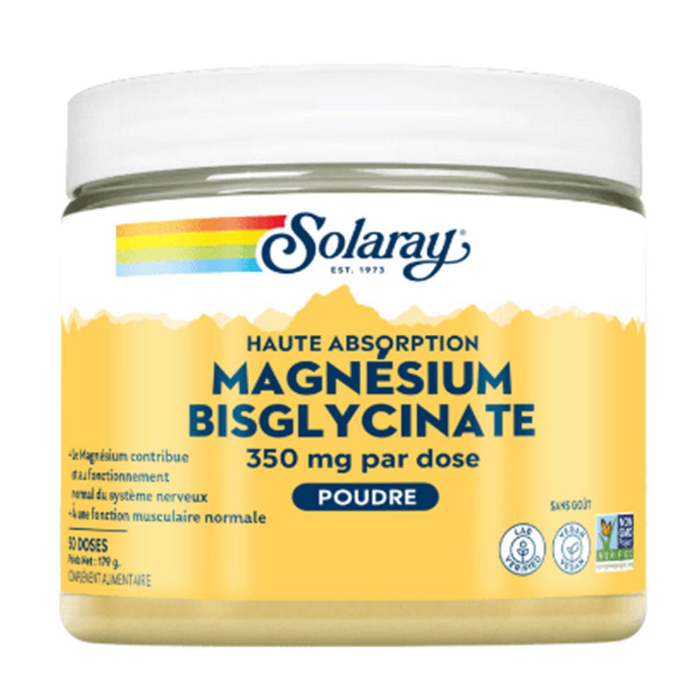 Solaray Magnésium Bisglycinate 350mg Poudre 179g