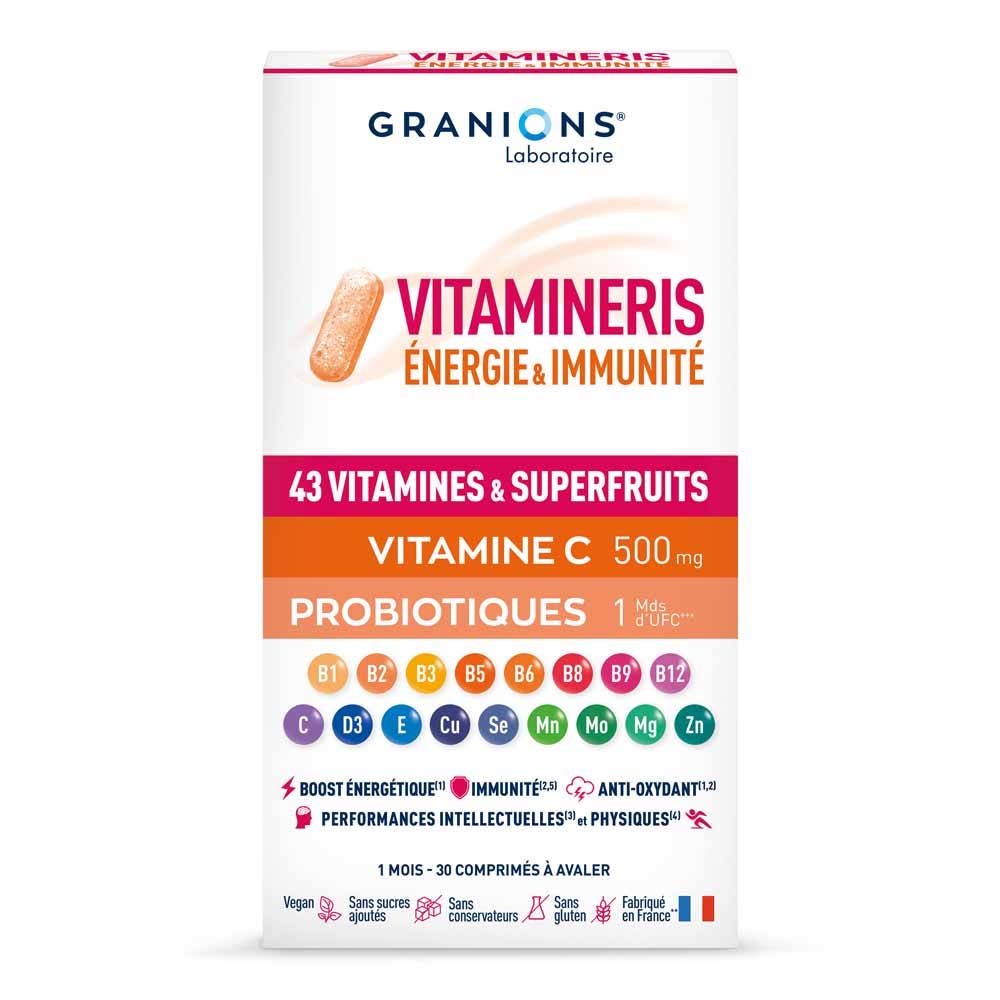 Granions Vitamineris Énergie & Immunité 30 comprimés à avaler